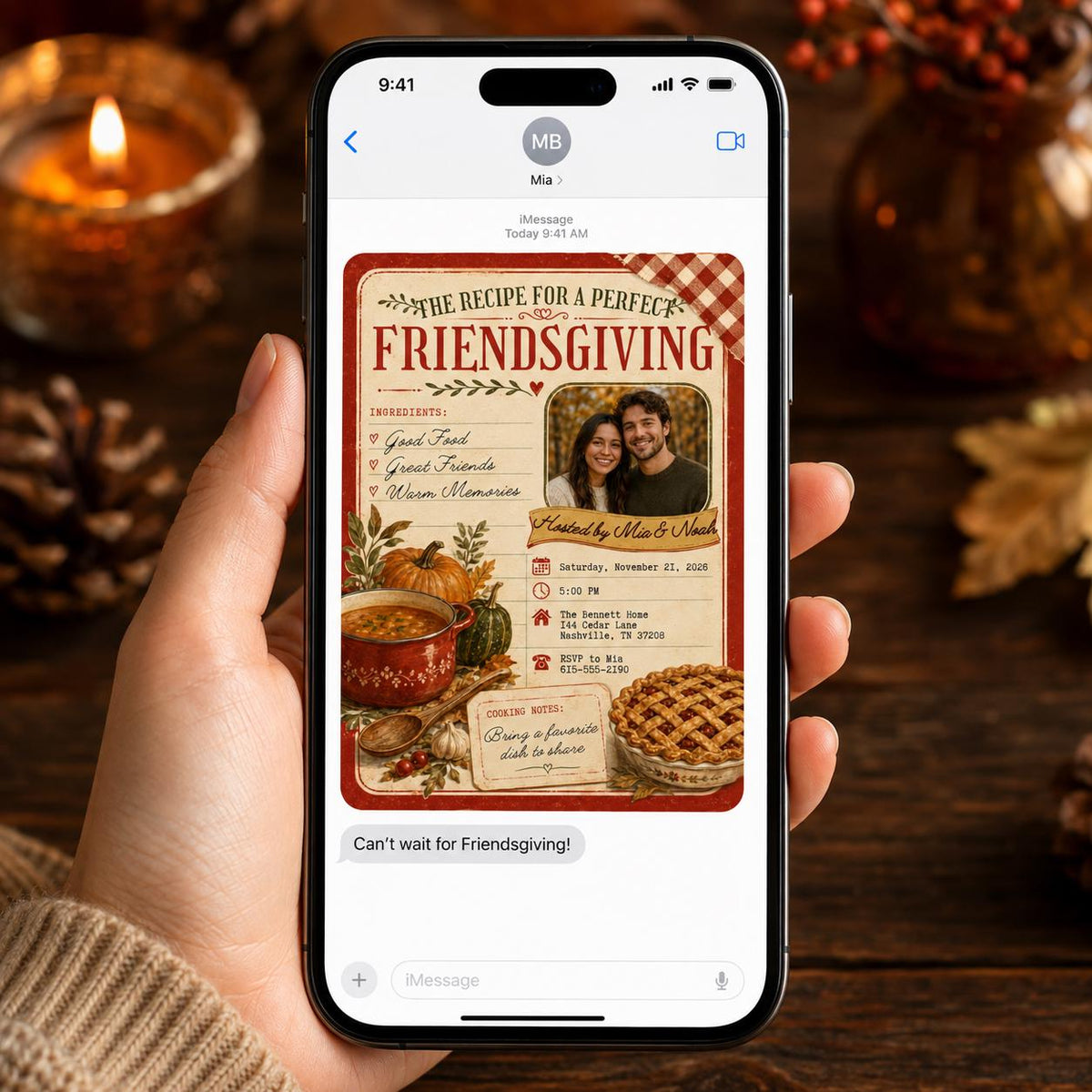 Vintage Friendsgiving Invitation — digital invitation, instant download