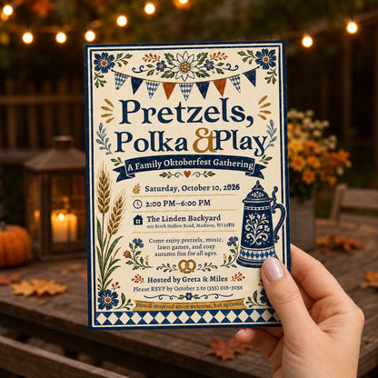 Vintage Oktoberfest Invitation — print-ready Oktoberfest party design from VoltBy