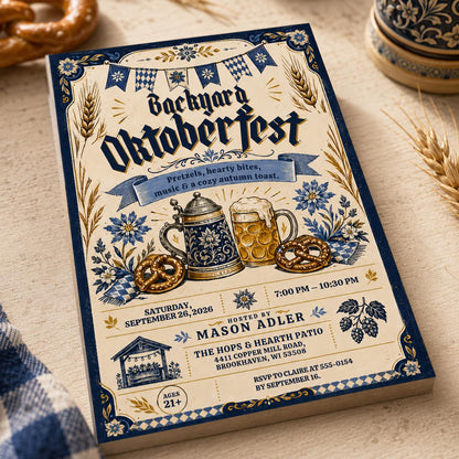 Vintage Oktoberfest Party Invitation — beer design