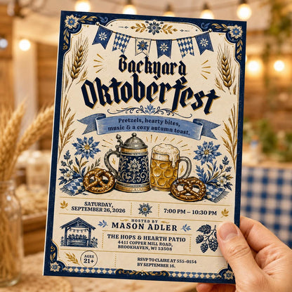 Vintage Oktoberfest Party Invitation — invitation you personalize in Canva