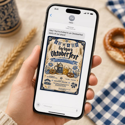 Vintage Oktoberfest Party Invitation — digital invitation, instant download