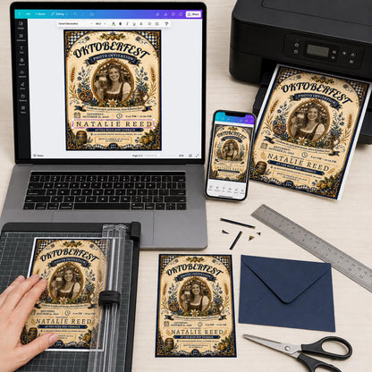 Vintage Oktoberfest Photo Invitation — print-ready birthday party design from VoltBy