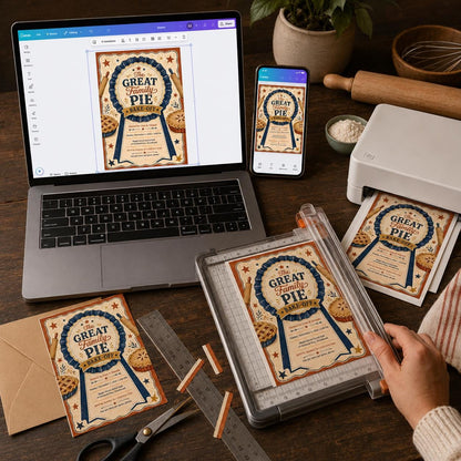 Vintage Pie Bake Off Invitation — print-ready Thanksgiving gathering design from VoltBy