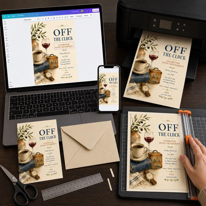 Vintage Retirement Party Invitation — print-ready retirement party design from VoltBy