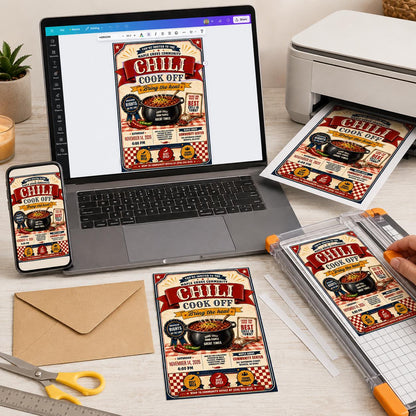 Vintage Rustic Chili Cook Off Invitation — digital invitation, instant download