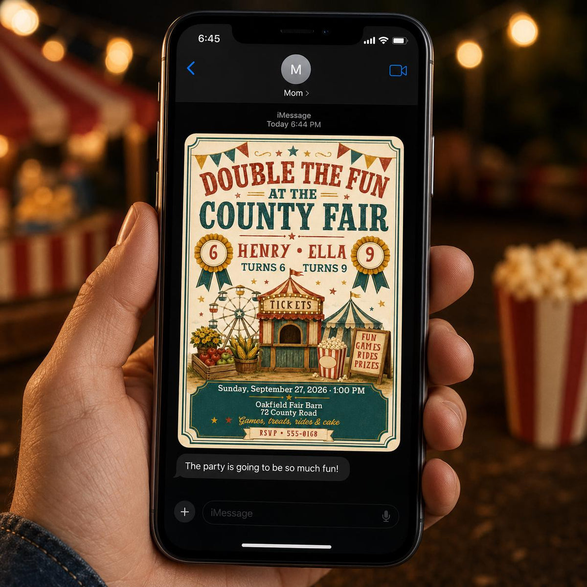 Vintage Rustic County Fair Birthday Invitation — carnival design