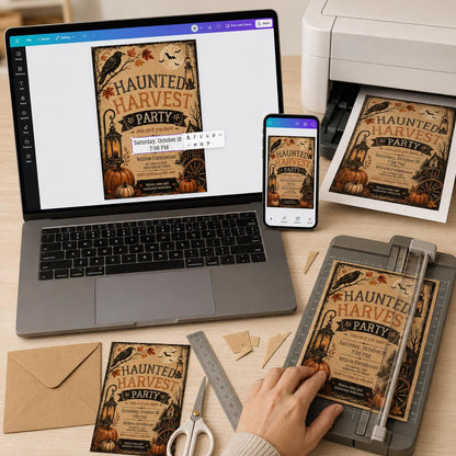 Vintage Rustic Haunted Harvest Party Invitation — farm design