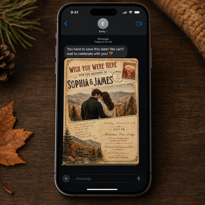 Vintage Rustic Mountain Wedding Invitation — digital invitation, instant download