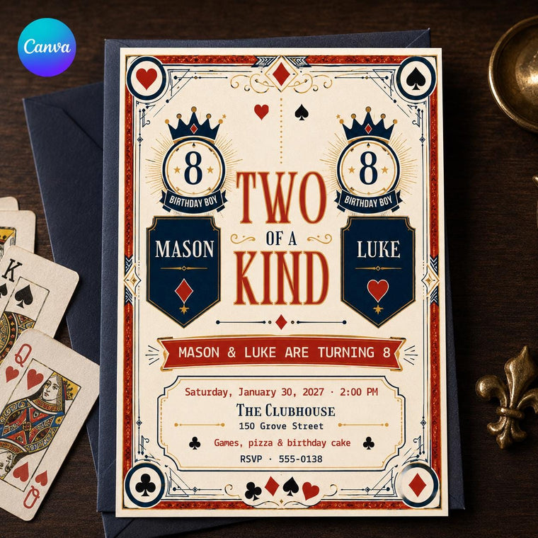 Vintage Two of a Kind Birthday Invitation
