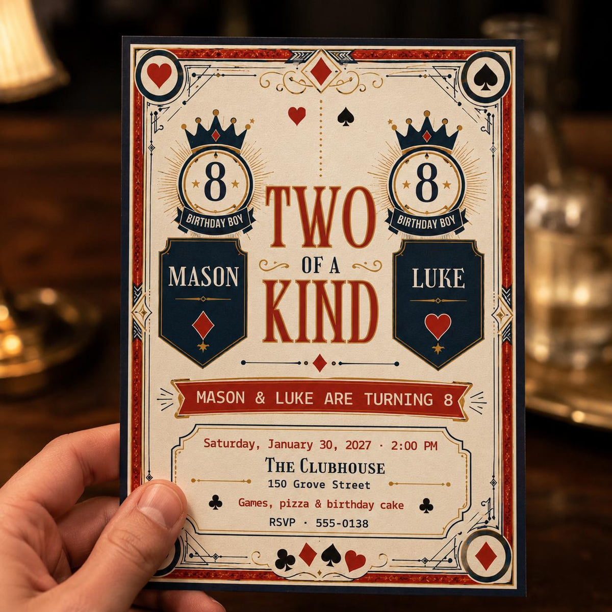 Vintage Two of a Kind Birthday Invitation — invitation you personalize in Canva