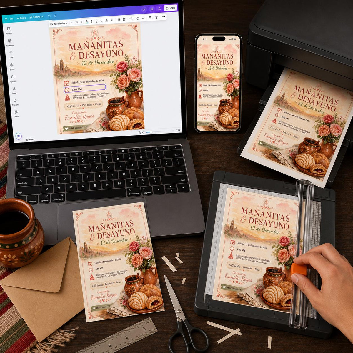 Virgen de Guadalupe Invitation — digital invitation, instant download