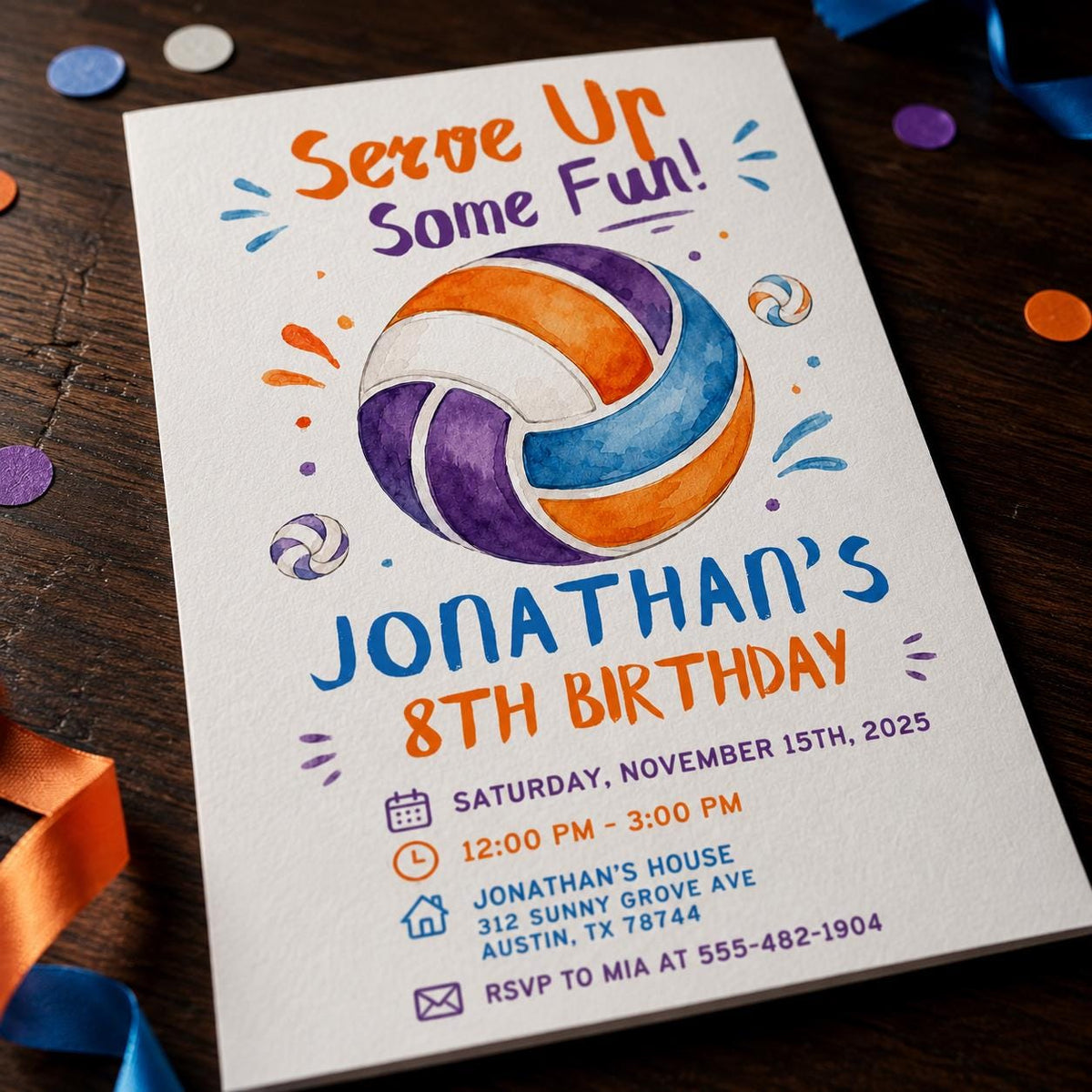 Volleyball Birthday Invitation — invitation you personalize in Canva