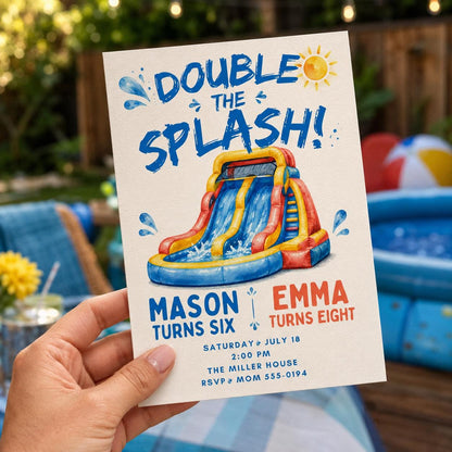 Water Slide Birthday Invitation — invitation you personalize in Canva