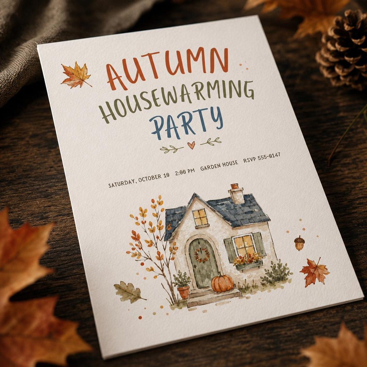 Watercolor Autumn Housewarming Party Invitation — housewarming stationery by VoltBy