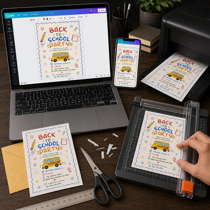 Watercolor Back to School Party Invitation: School Bus Bash — digital invitation, instant download