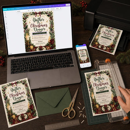 Watercolor Christmas Dinner Invitation — print-ready Christmas celebration design from VoltBy