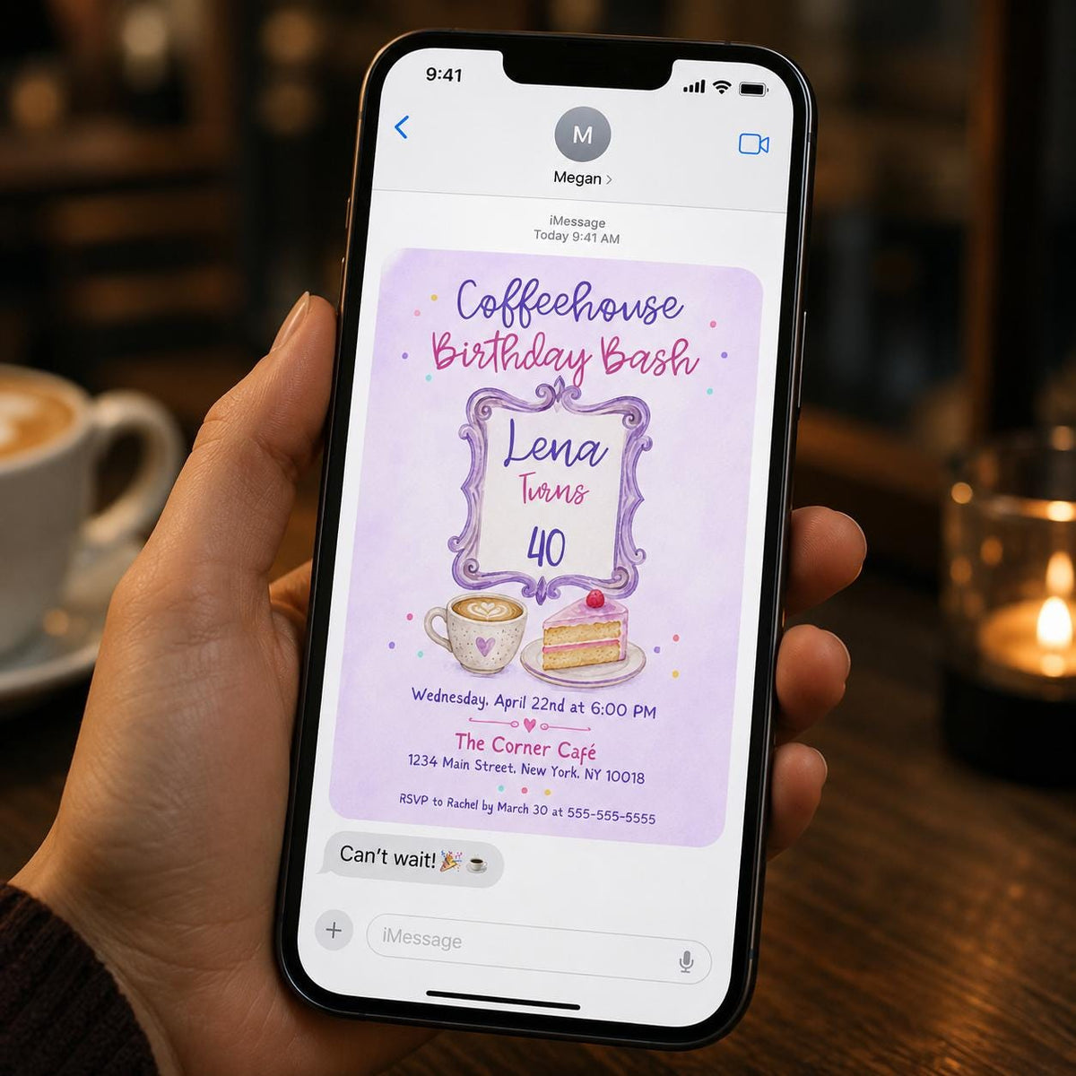 Watercolor Coffee 40th Birthday Invitation — invitation you personalize in Canva