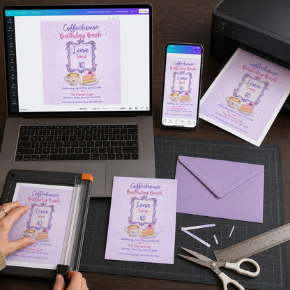Watercolor Coffee 40th Birthday Invitation — digital invitation, instant download