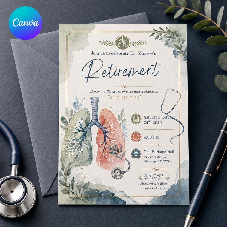 Watercolor Doctor Retirement Invitation