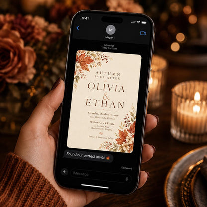 Watercolor Elegant Fall Wedding Invitation — floral and leaf design