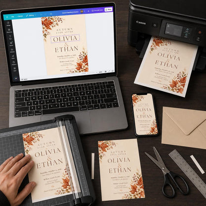 Watercolor Elegant Fall Wedding Invitation — print-ready wedding design from VoltBy