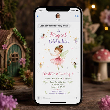 Watercolor Fairy 5th Birthday Invitation for Girls — garden design