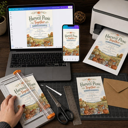 Watercolor Fall Picnic Invitation — harvest design