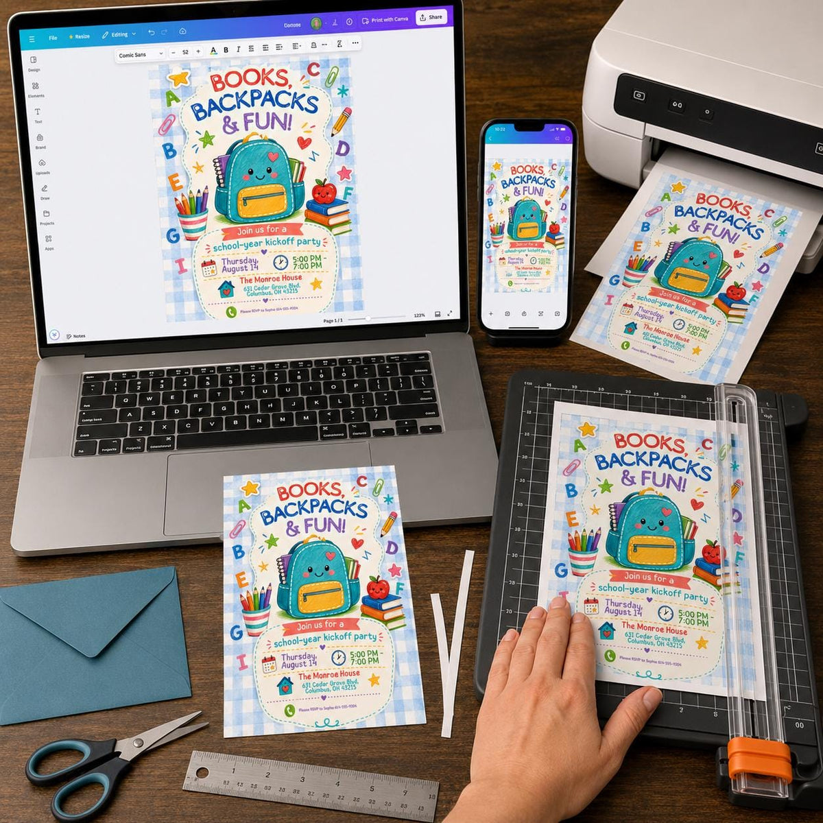 Watercolor First Day of School Invitation — digital invitation, instant download