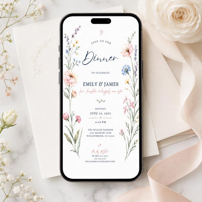 Watercolor Floral Dinner Party Invitation — elegant wedding design