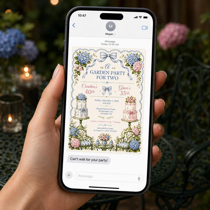 Watercolor Floral Joint Birthday Invitation Garden Party — invitation you personalize in Canva
