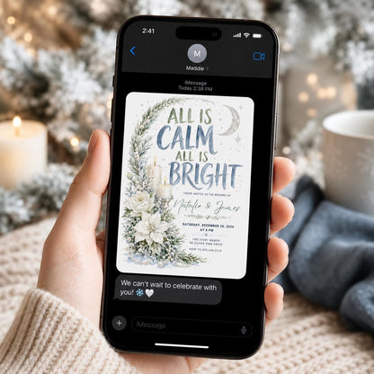Watercolor Floral Winter Wedding Invitation — pine design