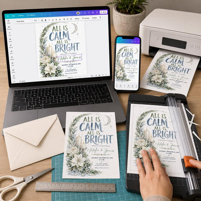 Watercolor Floral Winter Wedding Invitation — print-ready wedding design from VoltBy