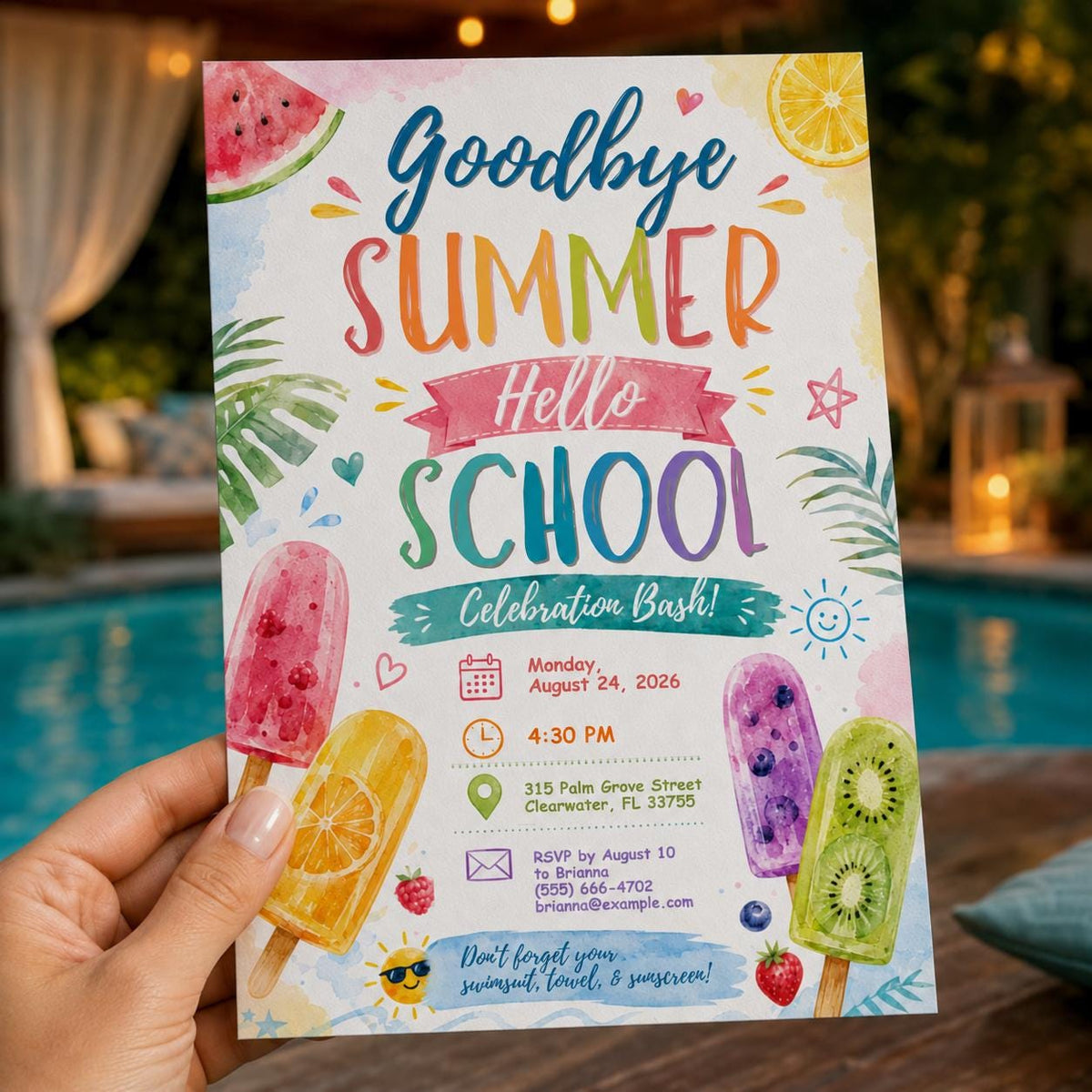Watercolor Goodbye Summer — leaf and tropical design