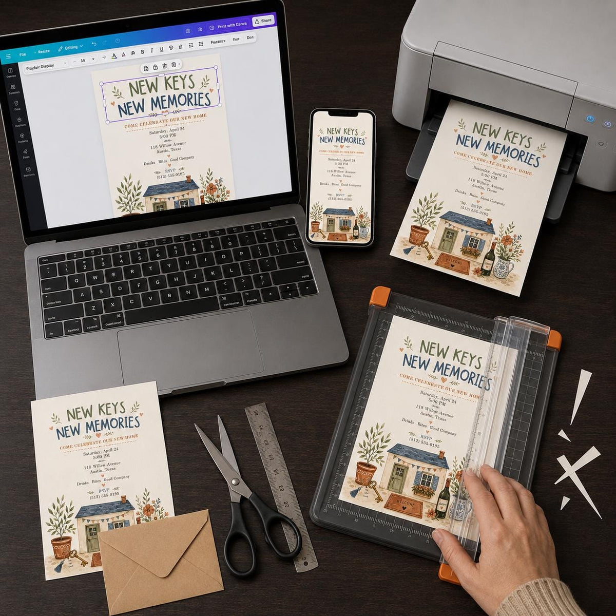 Watercolor Housewarming Invitation — digital invitation, instant download