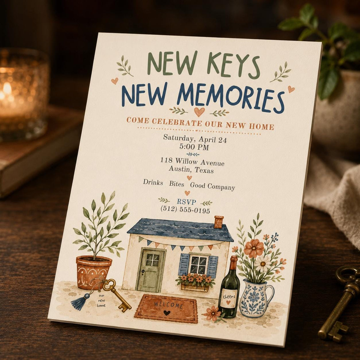 Watercolor Housewarming Invitation — housewarming stationery by VoltBy