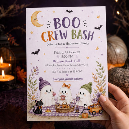 Watercolor Pastel Halloween Invitation — invitation you personalize in Canva