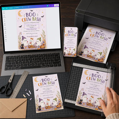 Watercolor Pastel Halloween Invitation — print-ready Halloween party design from VoltBy