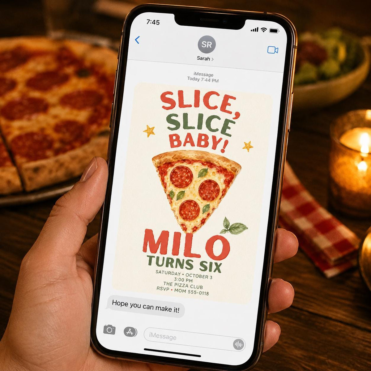 Watercolor Pizza Birthday Invitation — invitation you personalize in Canva