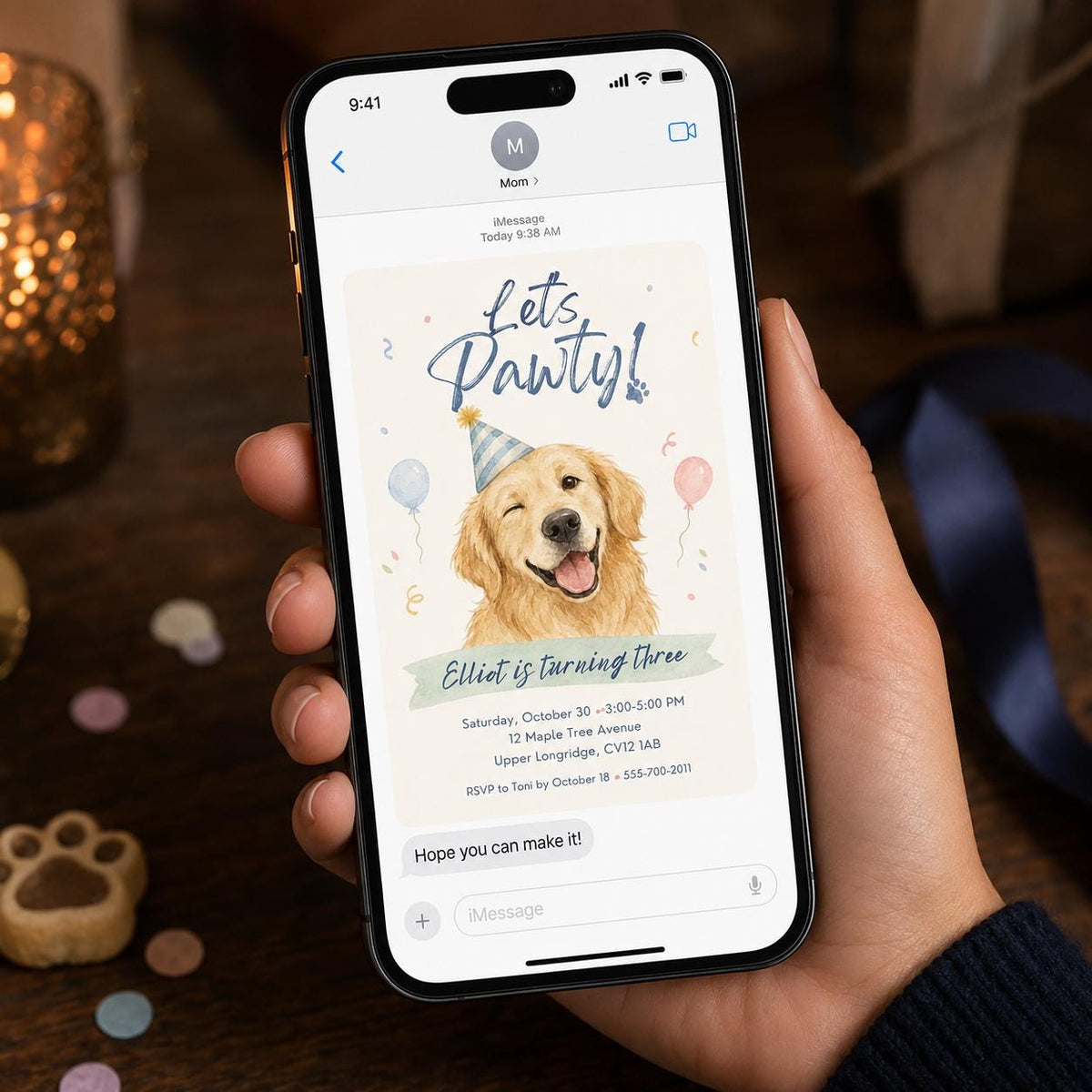 Watercolor Puppy 3rd Birthday Invitation — invitation you personalize in Canva