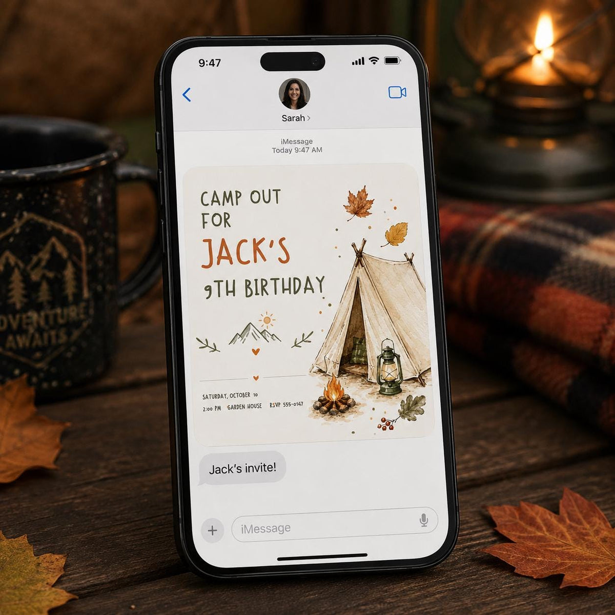 Watercolor Rustic Camping Birthday Invitation — invitation you personalize in Canva