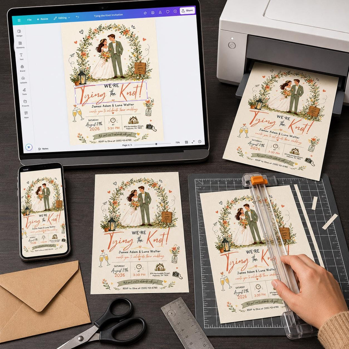 Watercolor Rustic Wedding Invitation — floral and garden design