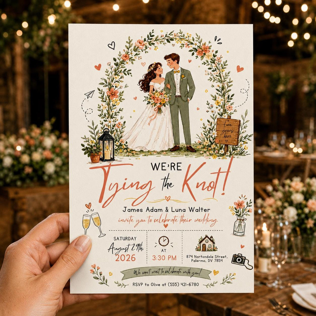 Watercolor Rustic Wedding Invitation — boho wedding design