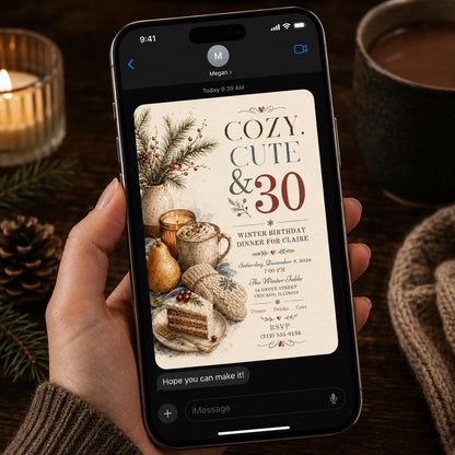 Watercolor Rustic Winter 30th Birthday Invitation — invitation you personalize in Canva