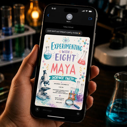 Watercolor Science Birthday Invitation — invitation you personalize in Canva