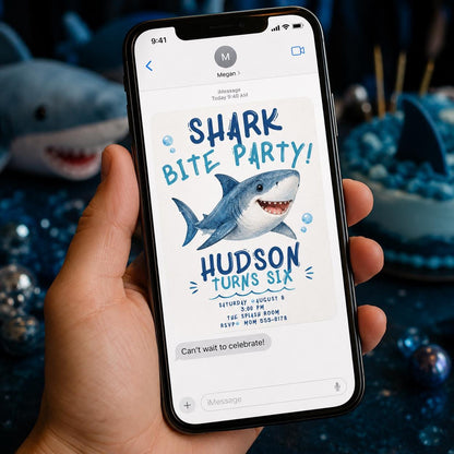 Watercolor Shark Birthday Invitation — ocean design