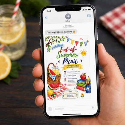 Watermelon Back to School Picnic Invitation — print-ready back-to-school event design from VoltBy