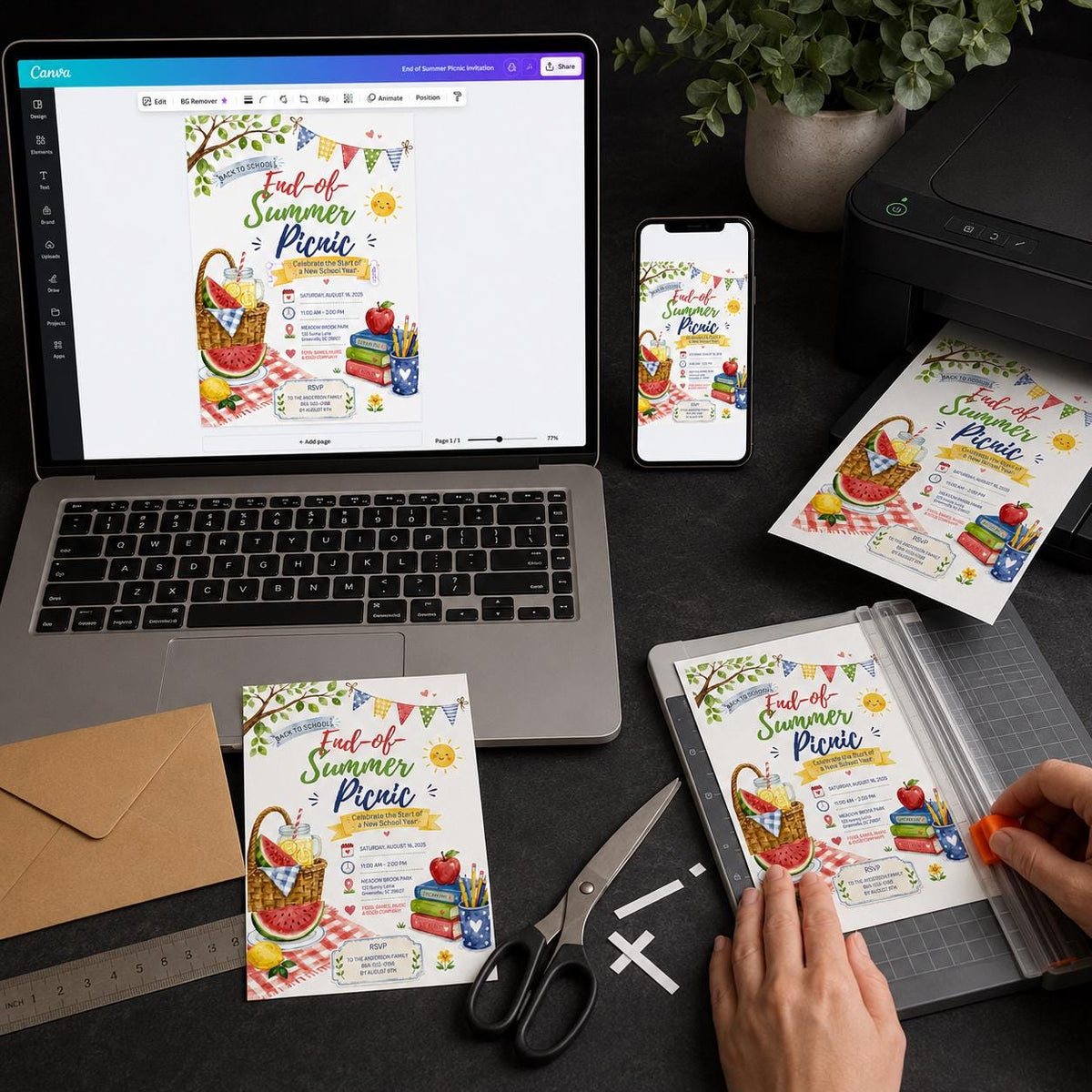 Watermelon Back to School Picnic Invitation — back-to-school event stationery by VoltBy