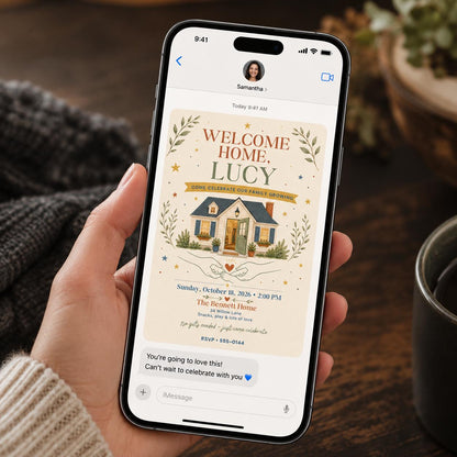 Welcome Home Party Invitation — invitation you personalize in Canva