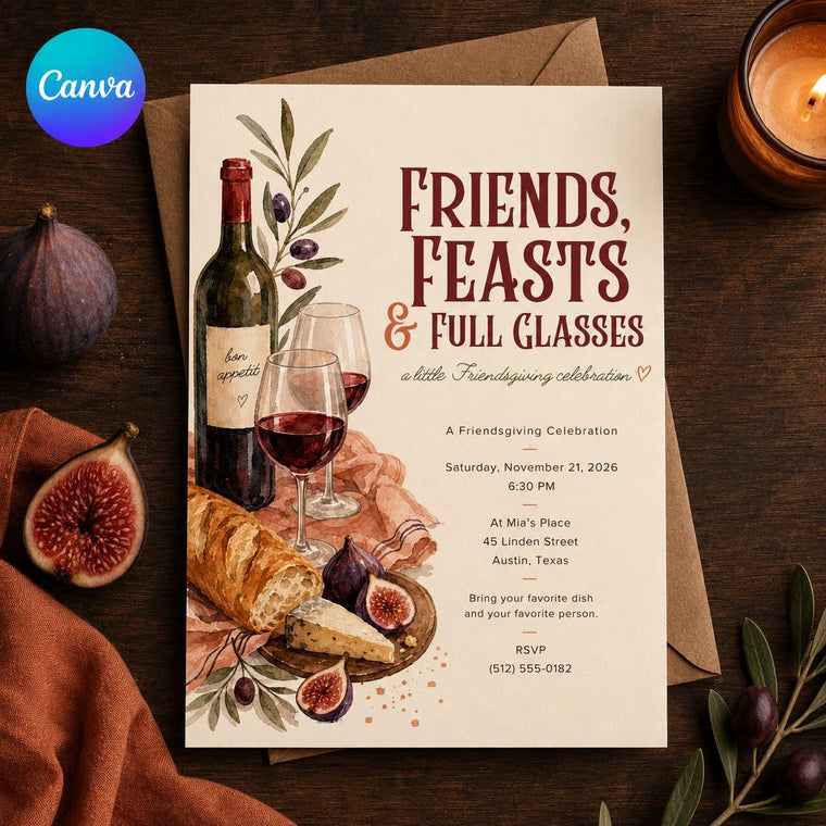Wine Friendsgiving Invitation
