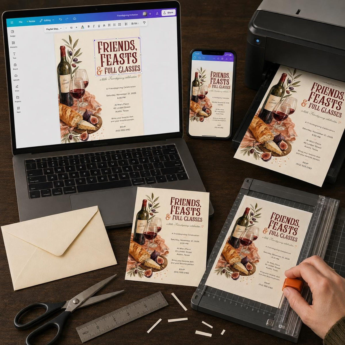 Wine Friendsgiving Invitation — digital invitation, instant download